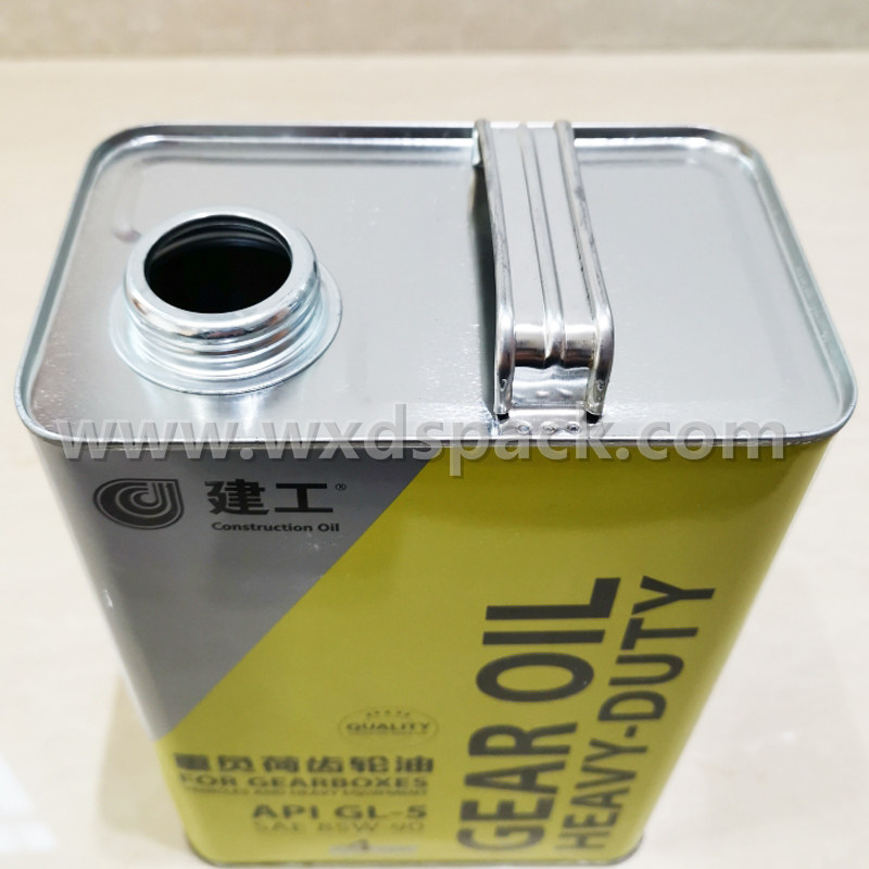 4 Liter Square Engine Oil Tin Cans with Various Metal Lids Desheng