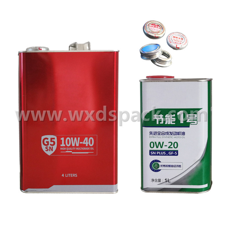 1 Liter 0W20 Motor Oil Tin Cans with Plastic Stretch Caps Desheng